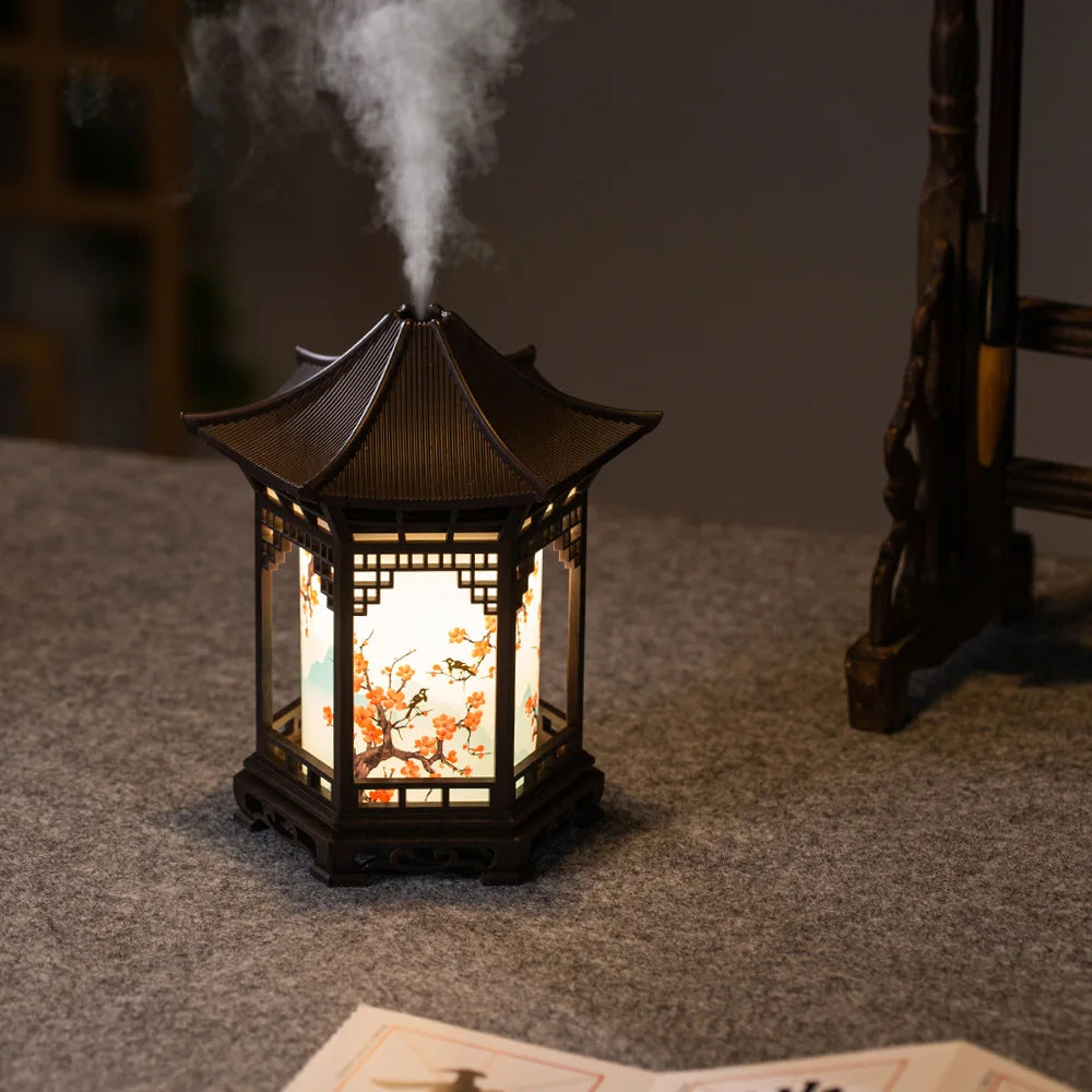 New small pavilion humidifier night light home Chinese style, home office humidifier USB portable water supplement car